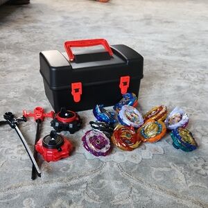 Beyblade XL Black Toy Box with Colorful Spinning Tops